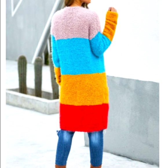 Multicolored Color Block Knit Cardigan - Picture 2 of 4